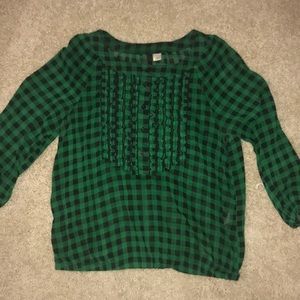 Sheer plaid ruffle top